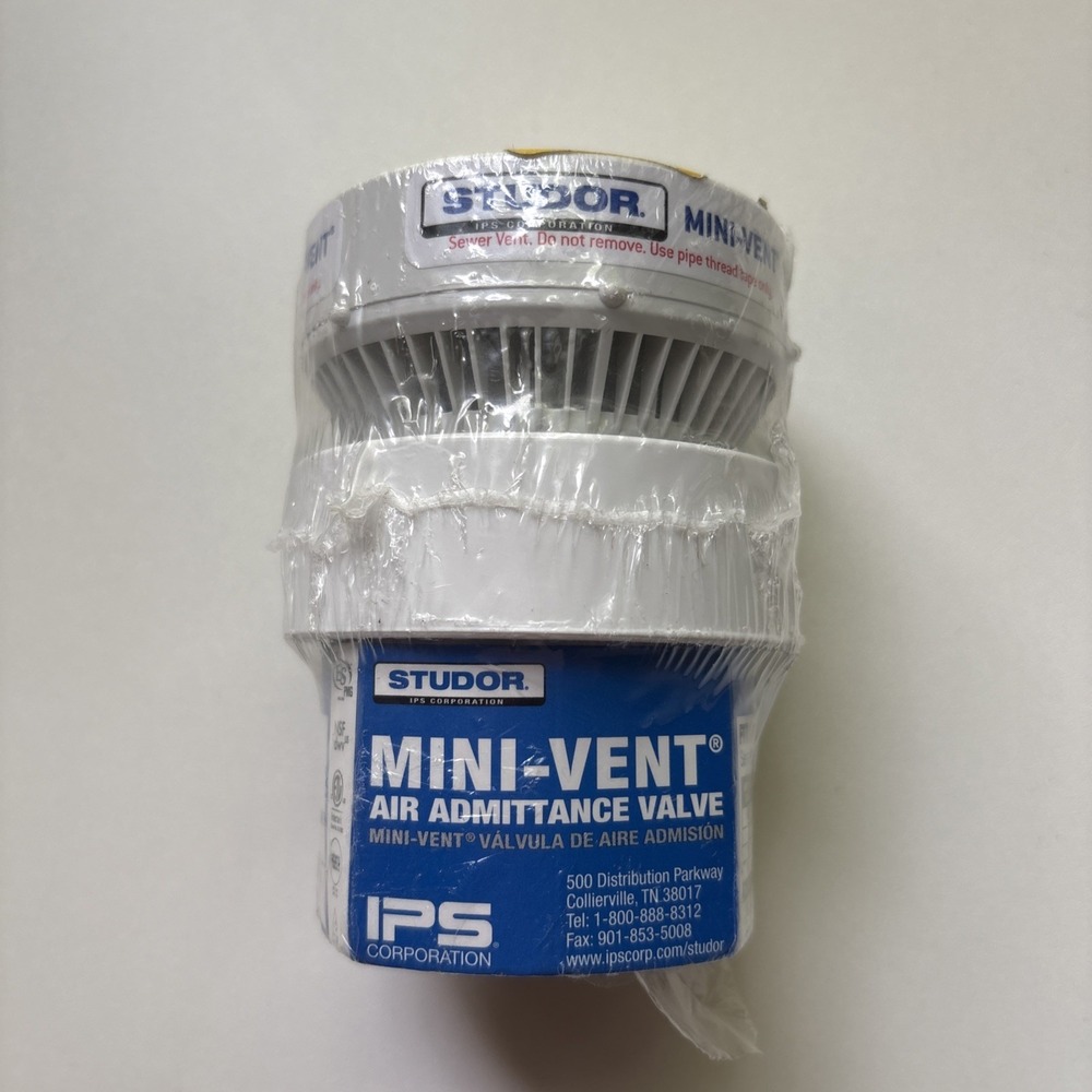 Studor 20341 Mini-Vent Air Admittance Valve with PVC Adapter, 1-1/2" or 2"